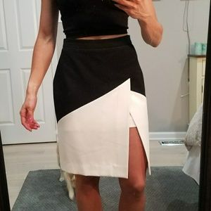 BCBG MaxAzria Black and white color block skirt